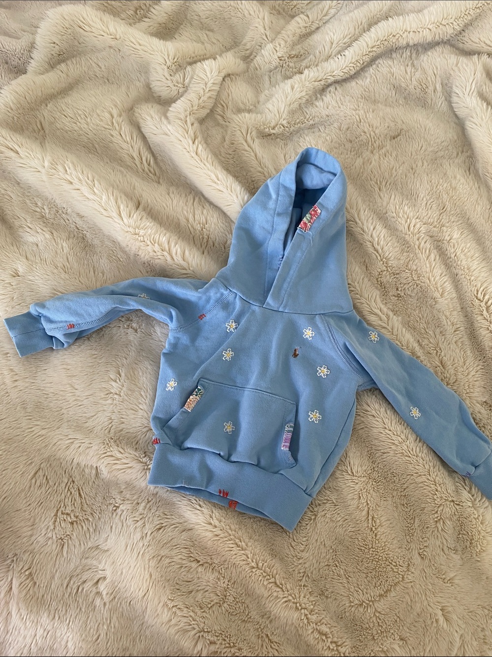 Polo Ralph Lauren Light Blue girls toddler Kids Hoodie with Daisy Embroidery 2